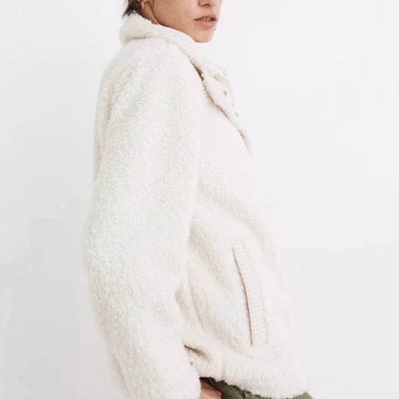 Madewell Cream Teddy Jacket with Gingham Accents - Picture 8 of 8